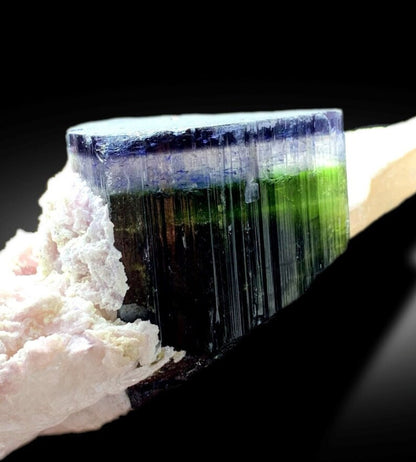 Hambergite crystals with blue cap tourmaline Afghanistan