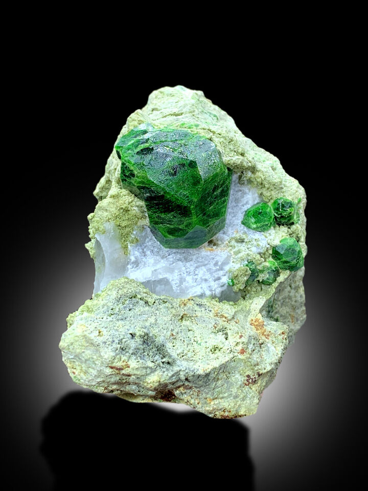 Museum quality green Demantoid Garnet specimen
Self standing Demantoid Garnet collector mineral
