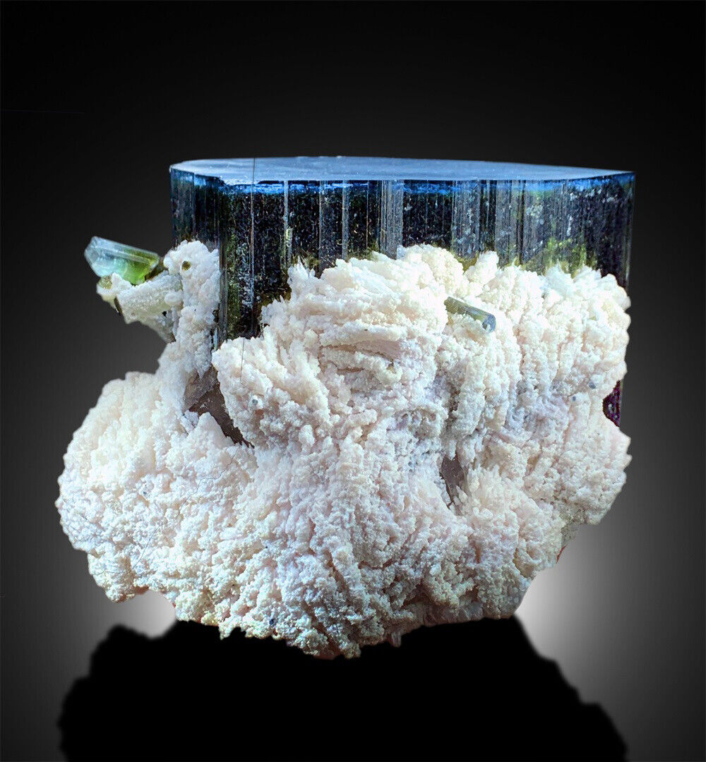 BLUE CAP TOURMALINE | TOURMALINE SPECIMEN | TOURMALINE WITH ALBITE | GREEN TOURMALINE CRYSTAL | TOURMALINE FOR SALE | RAW TOURMALINE | 1756G