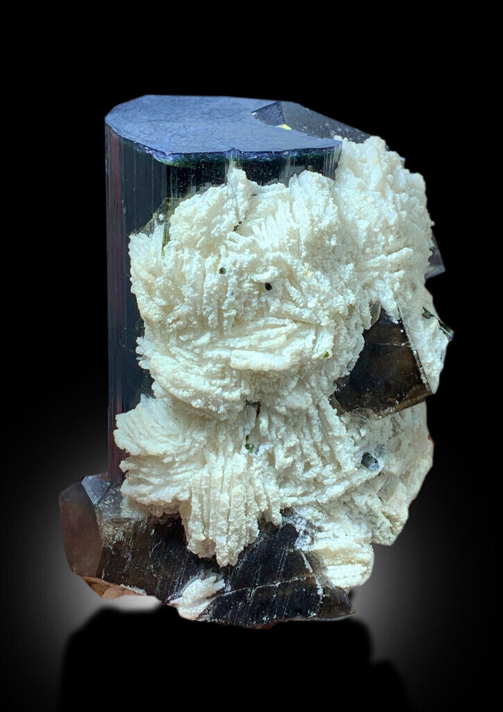 BLUE CAP TOURMALINE WITH SMOKY QUARTZ AND ALBITE MINERAL SPECIMEN FROM PAPROKE - 1811 G, 118*111*90 MM
