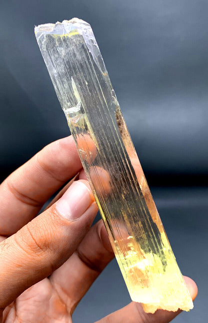 NATURAL YELLOW KUNZITE CRYSTAL, TRIPHANE CRYSTAL, KUNZITE SPECIMEN, SPODUMENE KUNZITE, MINERAL SPECIMEN, CRYSTAL SPECIMEN, 123 G