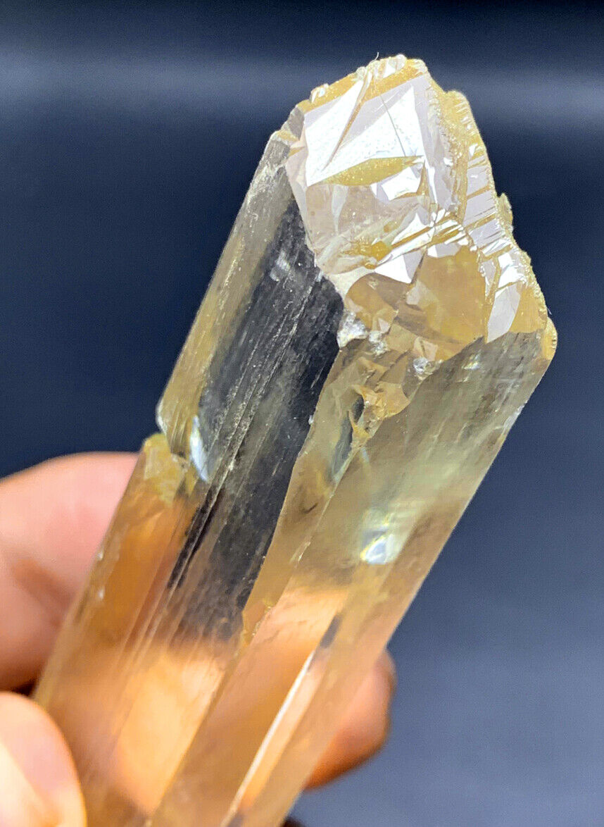 NATURAL YELLOW KUNZITE CRYSTAL, TRIPHANE CRYSTAL, KUNZITE SPECIMEN, SPODUMENE KUNZITE, MINERAL SPECIMEN, CRYSTAL SPECIMEN, 123 G