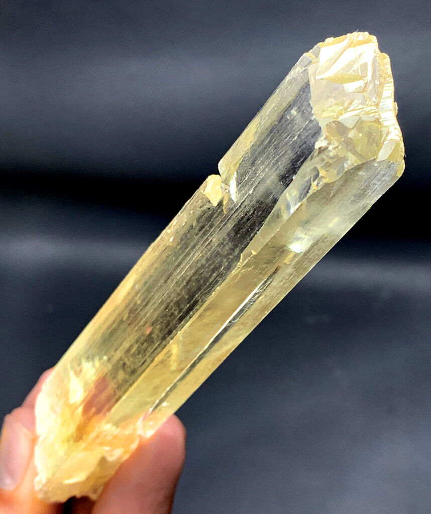NATURAL YELLOW KUNZITE CRYSTAL, TRIPHANE CRYSTAL, KUNZITE SPECIMEN, SPODUMENE KUNZITE, MINERAL SPECIMEN, CRYSTAL SPECIMEN, 123 G