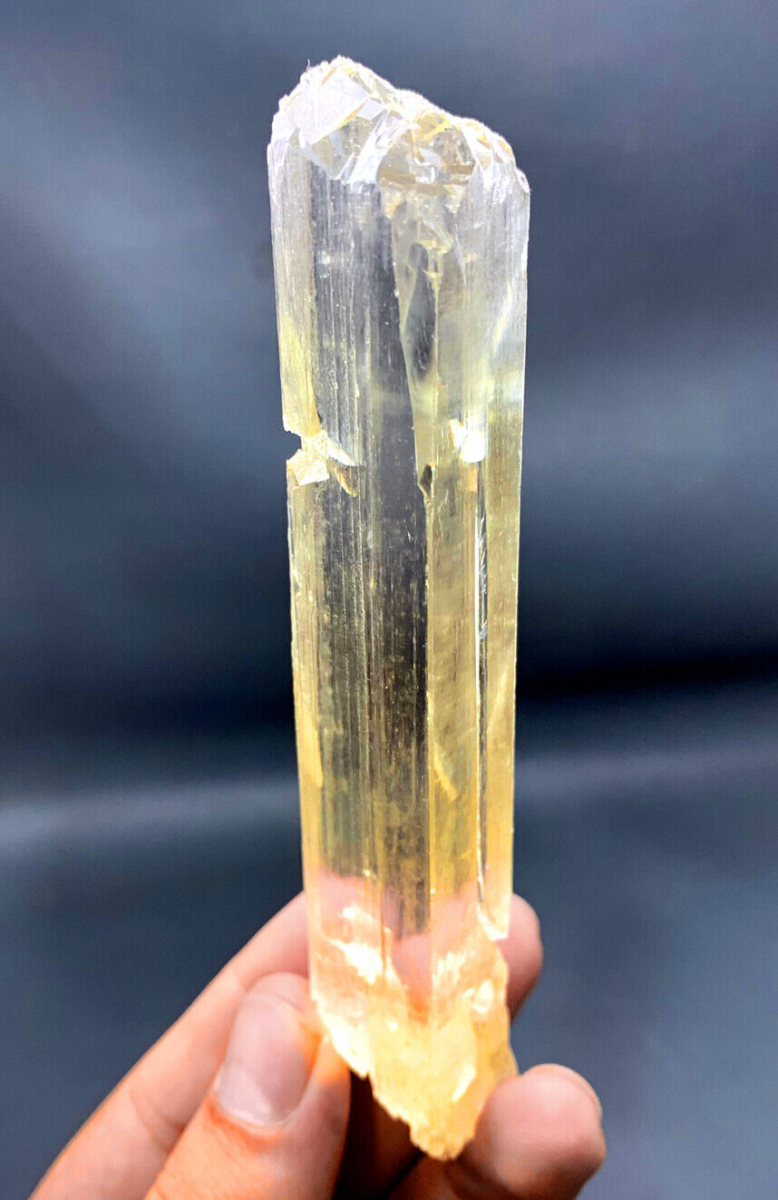 NATURAL YELLOW KUNZITE CRYSTAL, TRIPHANE CRYSTAL, KUNZITE SPECIMEN, SPODUMENE KUNZITE, MINERAL SPECIMEN, CRYSTAL SPECIMEN, 123 G