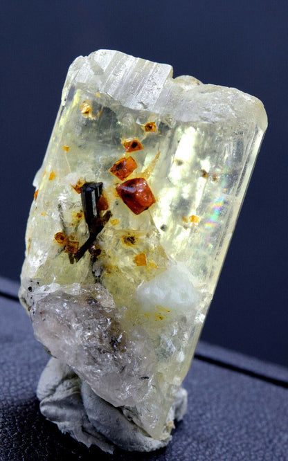 TRIPHANE KUNZITE WITH MICROLITE CRYSTALS AND BLACK TOURMALINE FROM AFGHANISTAN - 17 GRAM , 34*20*11 MM