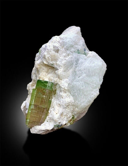 WATERMELON TOURMALINE CRYSTAL ON FELDSPAR, BICOLOR TOURMALINE CRYSTAL, TOURMALINE SPECIMEN, TOURMALINE FOR SALE, MINERAL SPECIMEN, 295 G