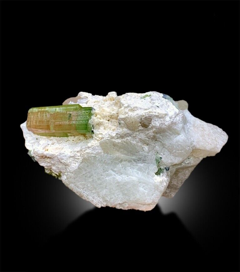 WATERMELON TOURMALINE CRYSTAL ON FELDSPAR, BICOLOR TOURMALINE CRYSTAL, TOURMALINE SPECIMEN, TOURMALINE FOR SALE, MINERAL SPECIMEN, 295 G