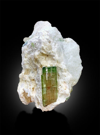 WATERMELON TOURMALINE CRYSTAL ON FELDSPAR, BICOLOR TOURMALINE CRYSTAL, TOURMALINE SPECIMEN, TOURMALINE FOR SALE, MINERAL SPECIMEN, 295 G
