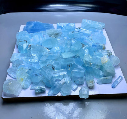 NATURAL SKY BLUE COLOR AQUAMARINE CRYSTALS PARCEL, SHIGAR AQUAMARINE, AQUAMARINE GEMSTONE, AQUAMARINE ROUGH - 1810 GRAM