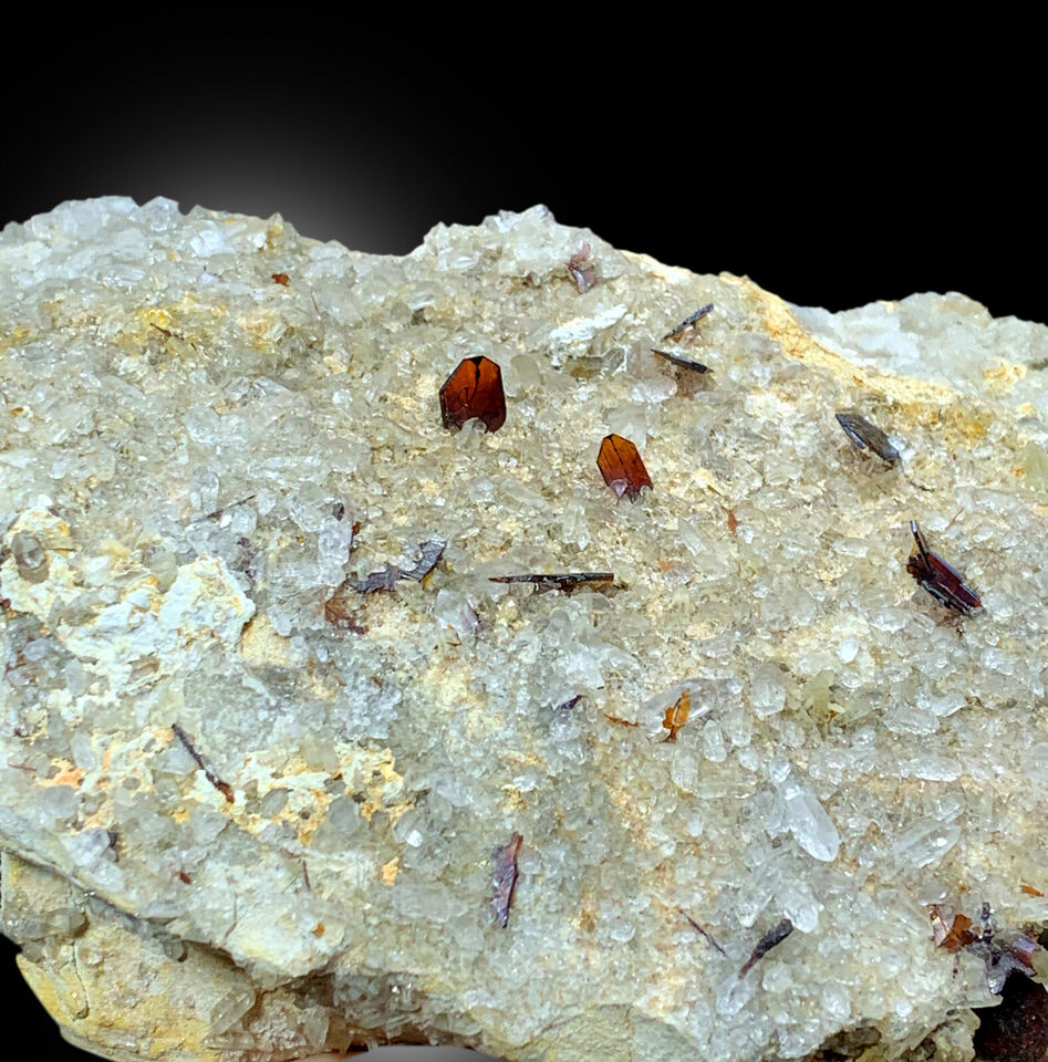 NATURAL RED COLOR BROOKITE CRYSTALS ON MATRIX, BROOKITE WITH QUARTZ, RARE BROOKITE, BROOKITE SPECIMEN, RARE MINERAL - 3235 GRAM