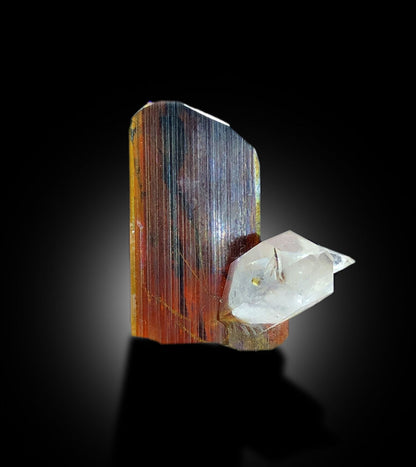 NATURAL RED COLOR BROOKITE WITH QUARTZ, RARE BROOKITE, BROOKITE CRYSTAL, BROOKITE STONE, RAW MINERAL, BROOKITE SPECIMEN - 9.35 CT