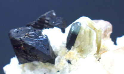CASSITERITE WITH AQUAMARINE , SMOKY QUARTZ , MUSCOVITE MICA AND ALBITE SPECIMEN - 585 GRAM , 112*85*45 MM