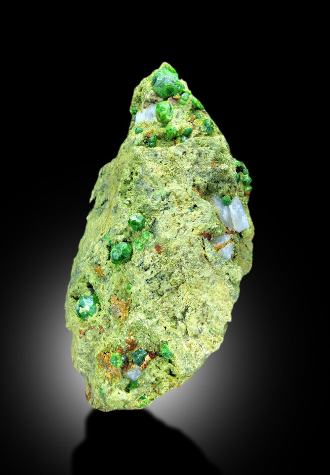 LUSH GREEN DEMANTOID GARNET CRYSTALS WITH CALCITE, GARNET ON MATRIX, DEMANTOID GARNET SPECIMEN, GARNET STONE, RAW MINERAL - 3040 GRAM