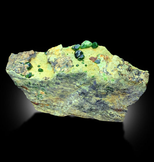 LUSH GREEN DEMANTOID GARNET CRYSTALS ON MATRIX MINERAL SPECIMEN - 700 GRAM