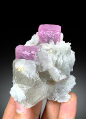 Natural Pink Color Tourmaline with Quartz and Albite Specimen from Pachigram Afghanistan - 205 gram