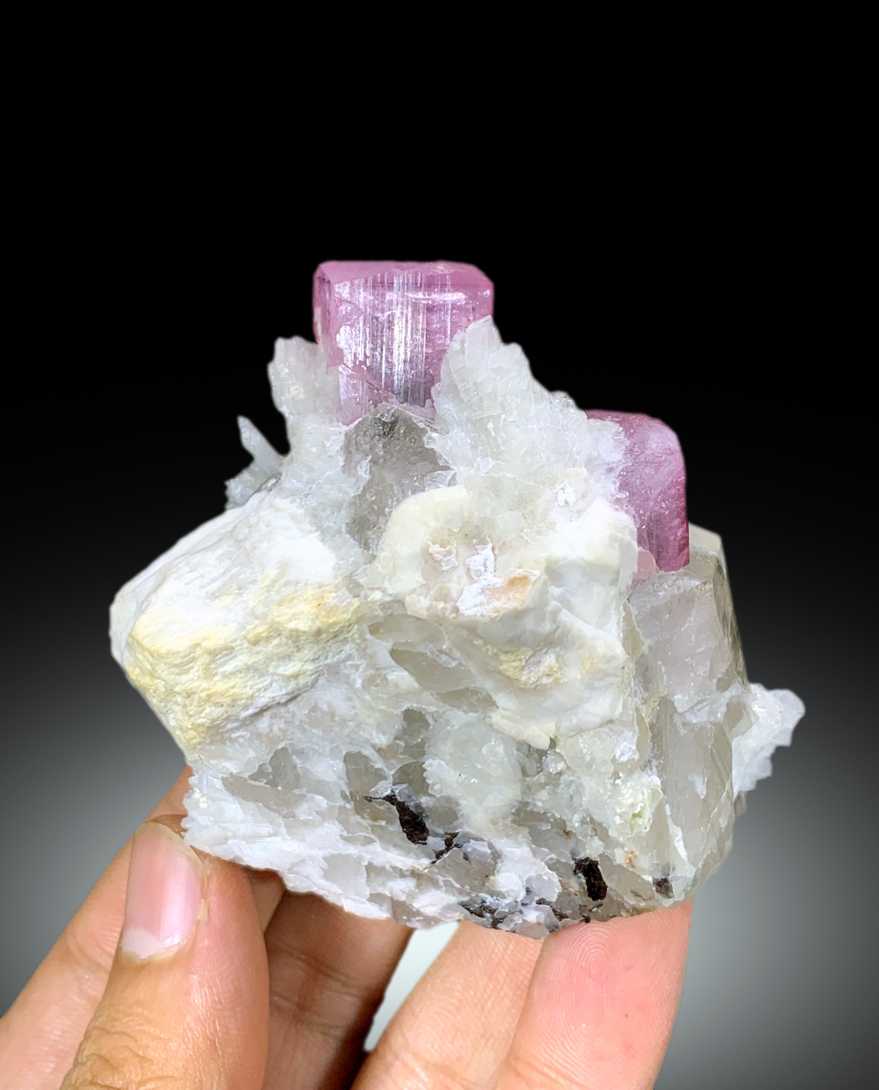 Natural Pink Color Tourmaline with Quartz and Albite Specimen from Pachigram Afghanistan - 205 gram