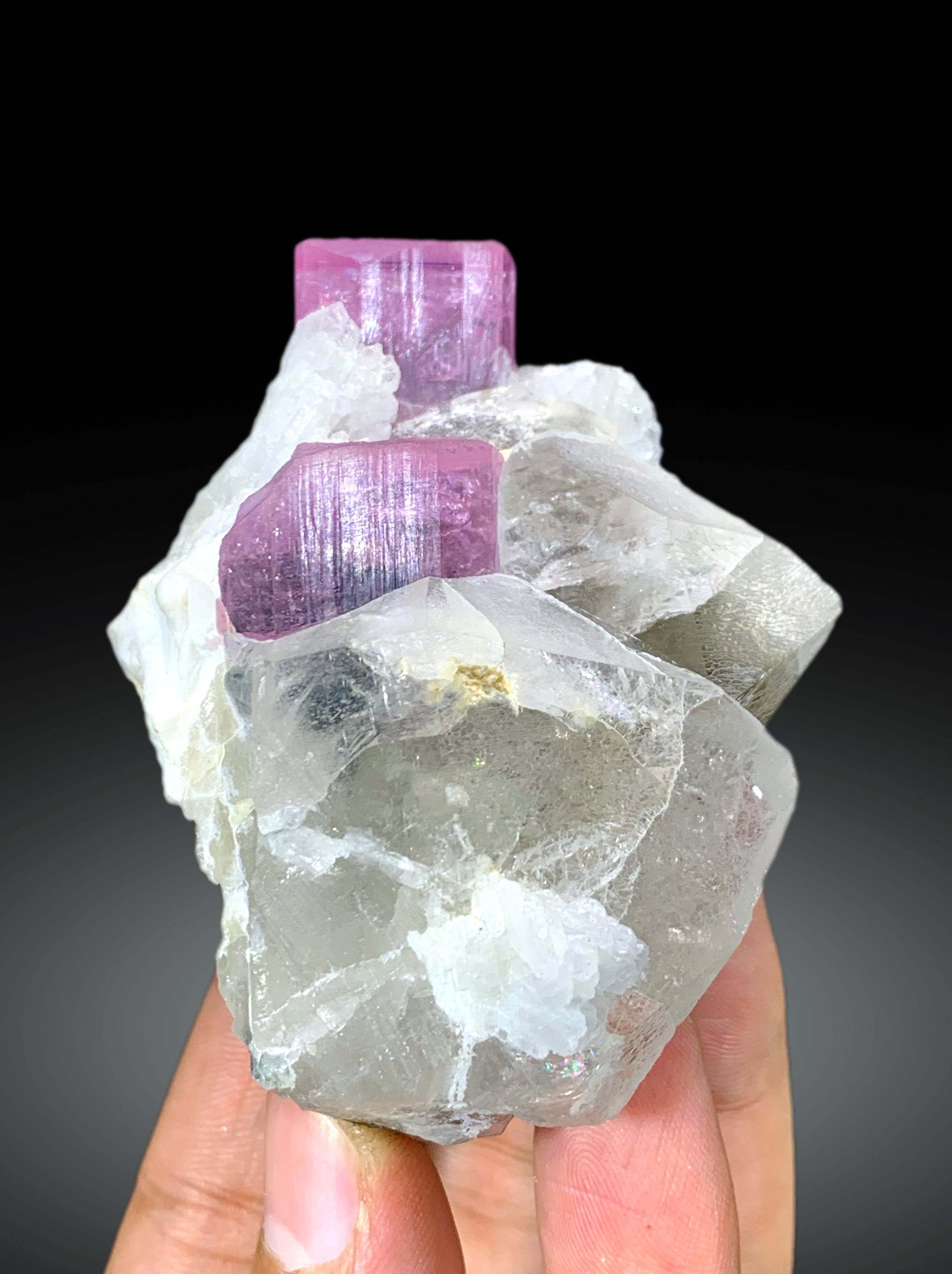 Natural Pink Color Tourmaline with Quartz and Albite Specimen from Pachigram Afghanistan - 205 gram