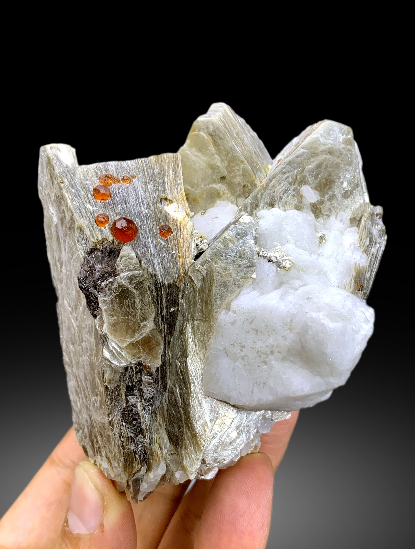 Red Spessartine Garnet Crystals on Mica from Pakistan - 360 gram