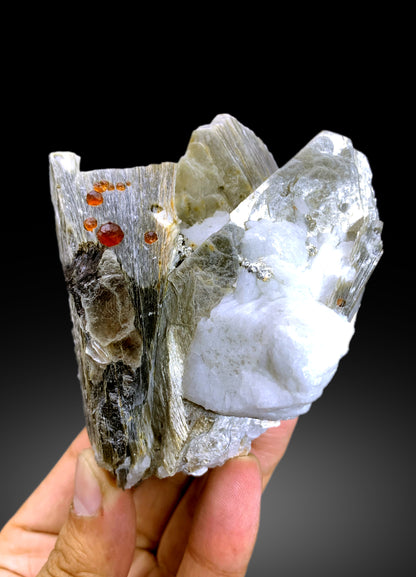 Red Spessartine Garnet Crystals on Mica from Pakistan - 360 gram