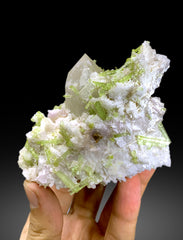 Green Tourmaline Cluster with Rare Microlite and Quartz from Skardu Pakistan - 269 gram