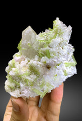 Green Tourmaline Cluster with Rare Microlite and Quartz from Skardu Pakistan - 269 gram