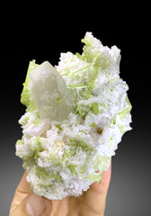 Green Tourmaline Cluster with Rare Microlite and Quartz from Skardu Pakistan - 269 gram