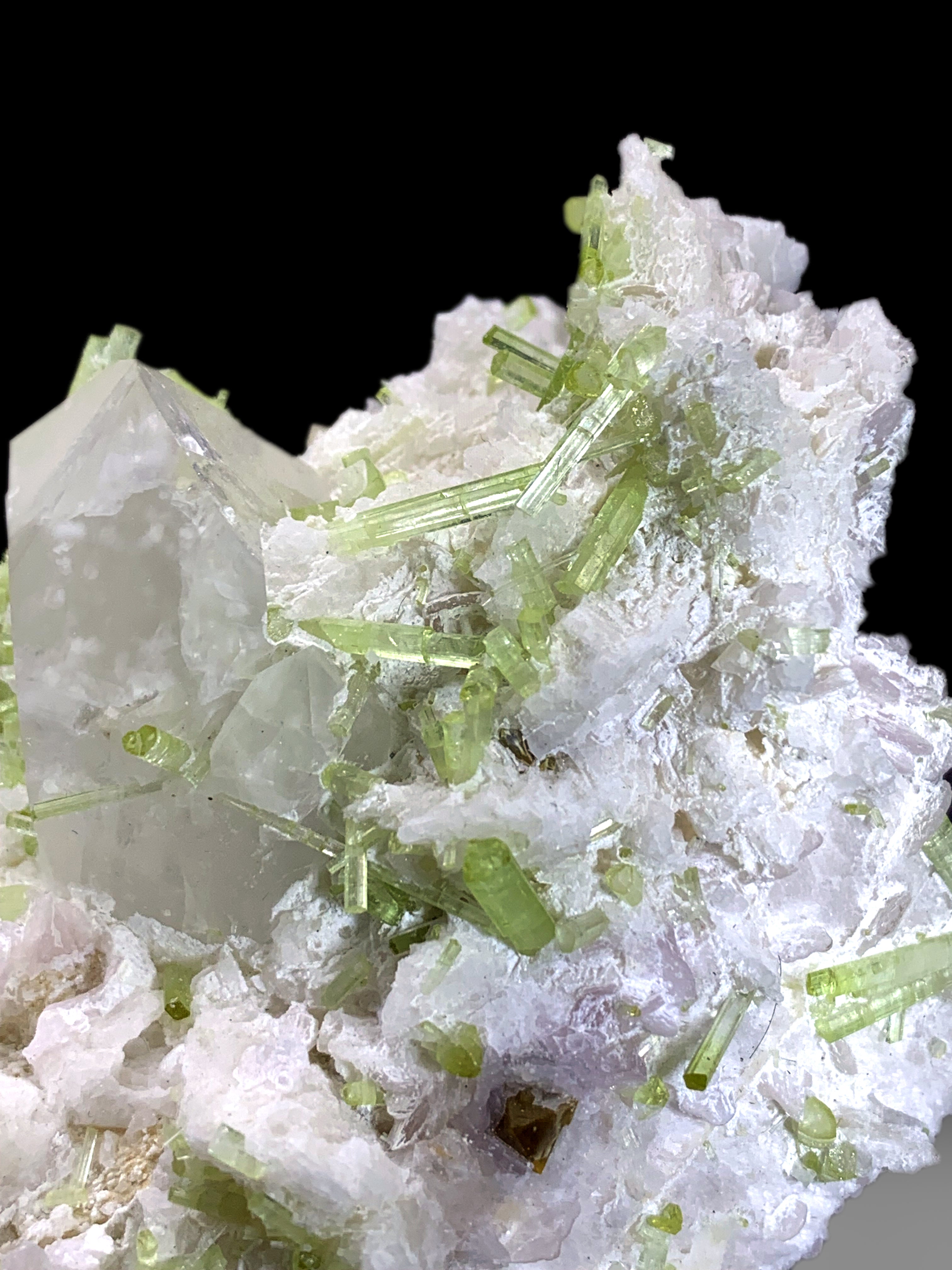 Green Tourmaline Cluster with Rare Microlite and Quartz from Skardu Pakistan - 269 gram