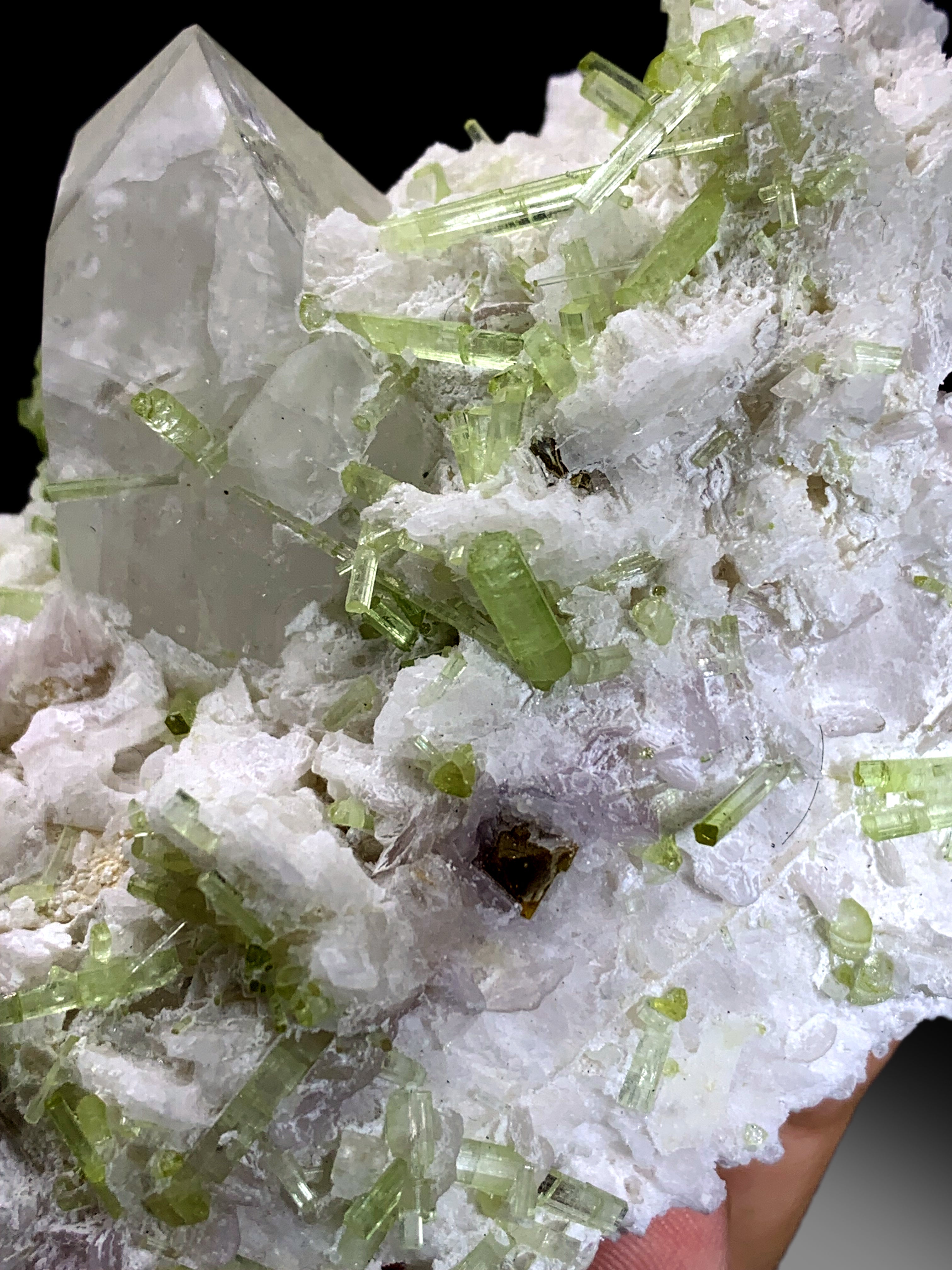 Green Tourmaline Cluster with Rare Microlite and Quartz from Skardu Pakistan - 269 gram