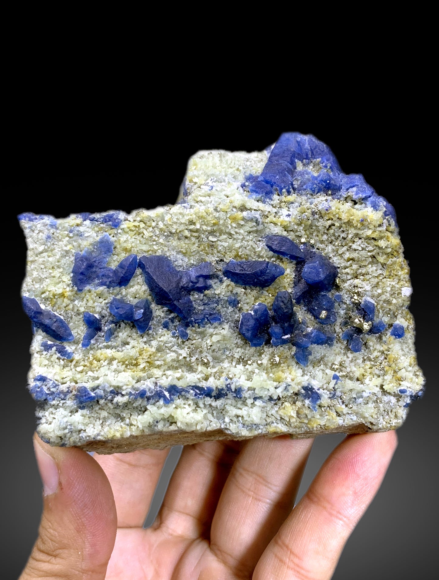 Rare Blue Afghanite with Pyrite on Matrix from Afghanistan - 522 gram