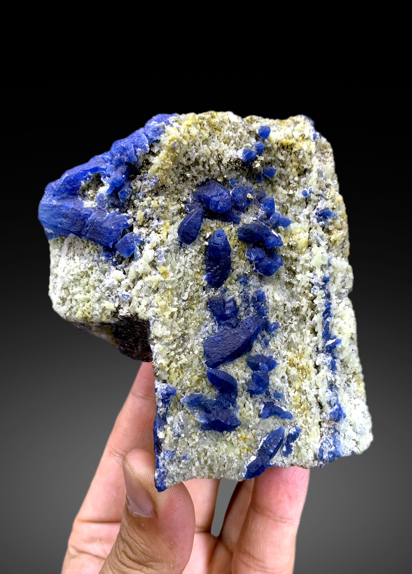 Rare Blue Afghanite with Pyrite on Matrix from Afghanistan - 522 gram