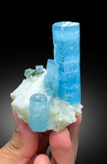 Sky Blue Aquamarine Crystals on Feldspar, Aquamarine Specimen, Aquamarine Cluster, Aesthetic Aquamarine from Afghanistan, 94 gram