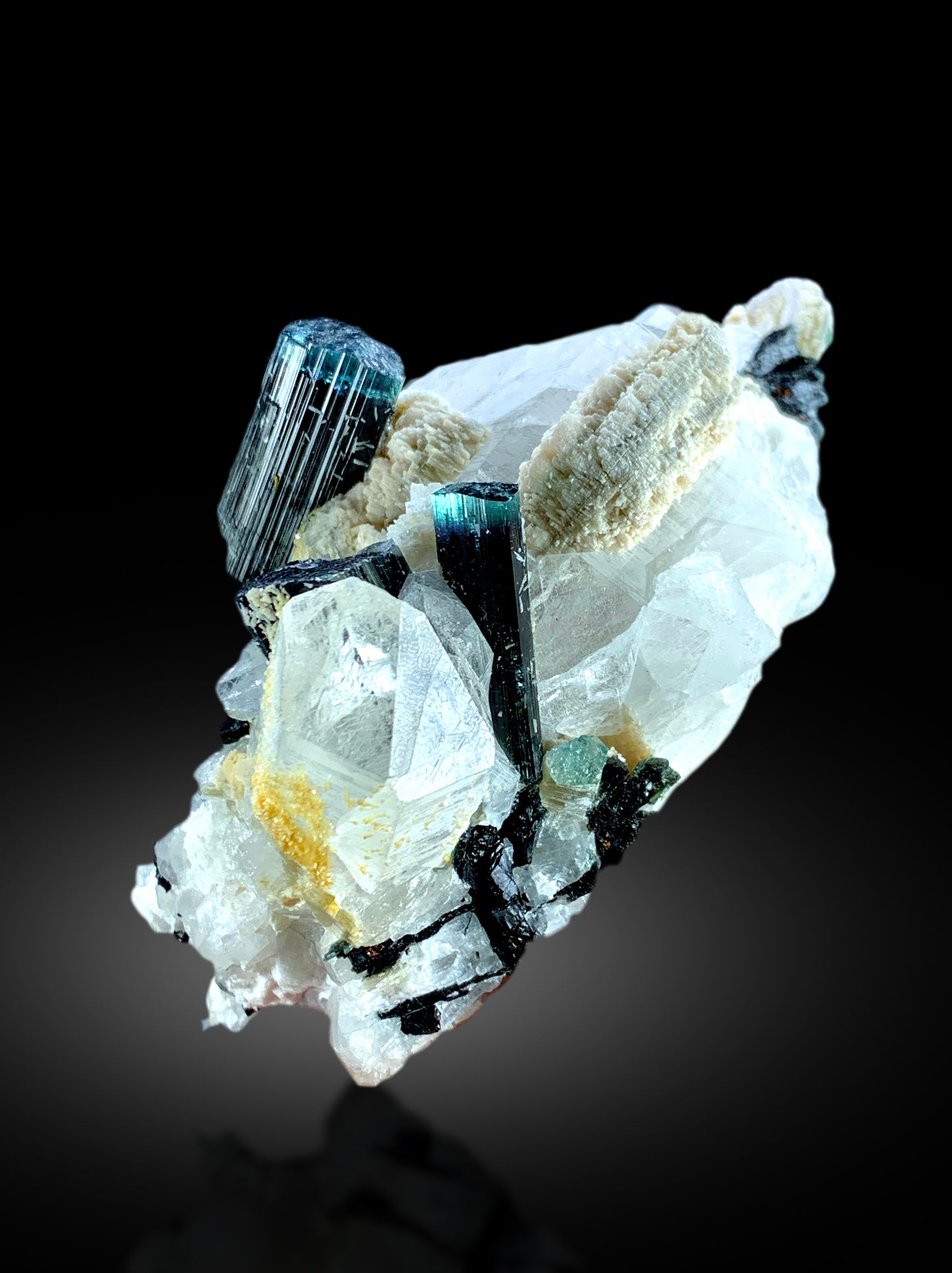 Blue Cap Tourmaline Crystals with Quartz, Natural Tourmaline, Fine Mineral, Tourmaline Specimen from Skardu Pakistan 330 Gram