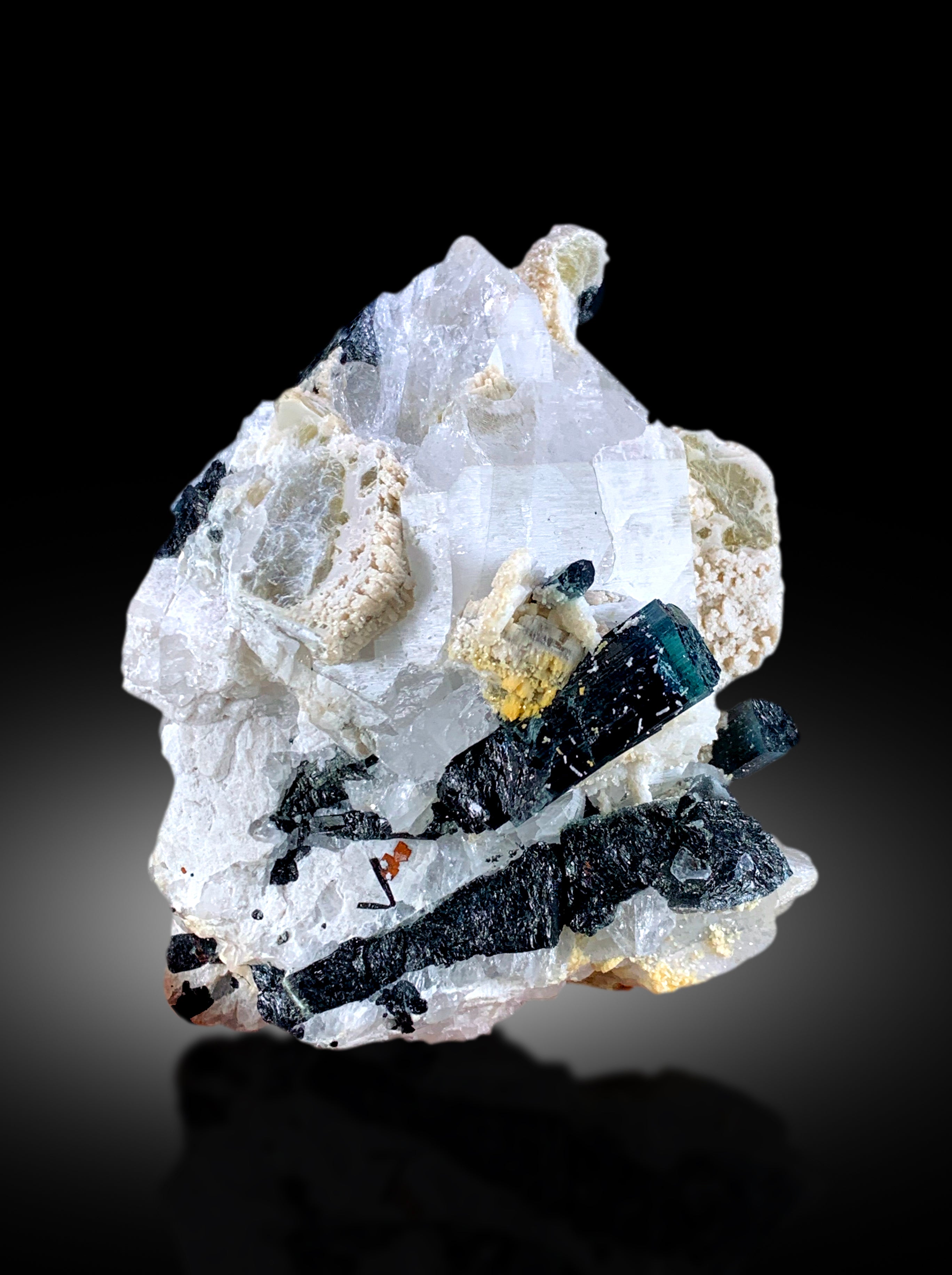 Blue Cap Tourmaline Crystals with Quartz, Natural Tourmaline, Fine Mineral, Tourmaline Specimen from Skardu Pakistan 330 Gram