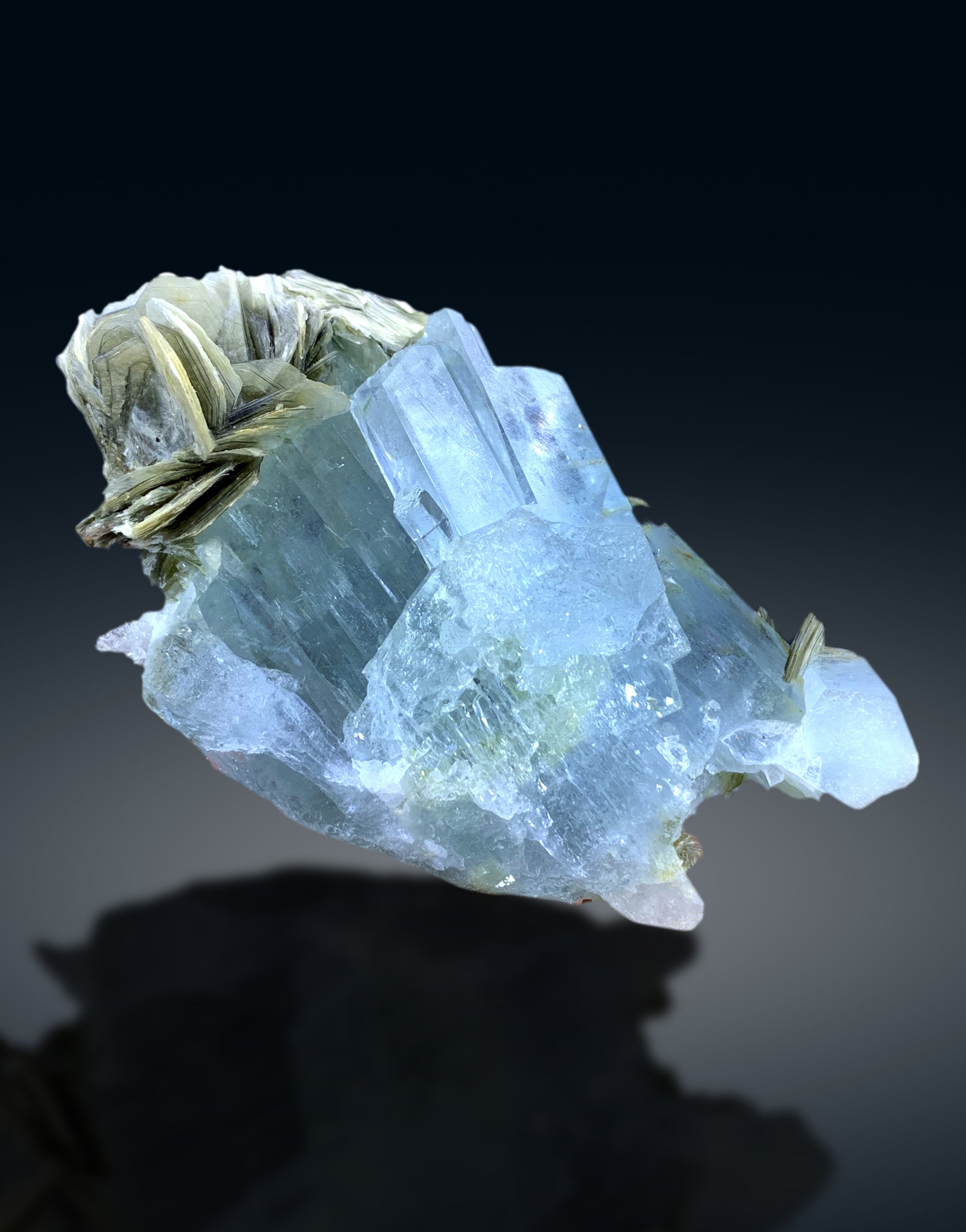Sky Blue Aquamarine on Muscovite from Nagar valley Pakistan - 144 gram