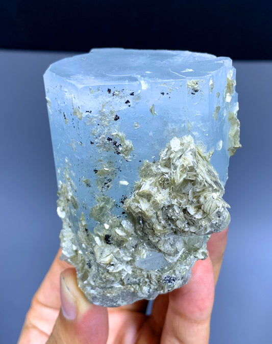 Blue Aquamarine Crystal with Mica from Pakistan - 288 gram