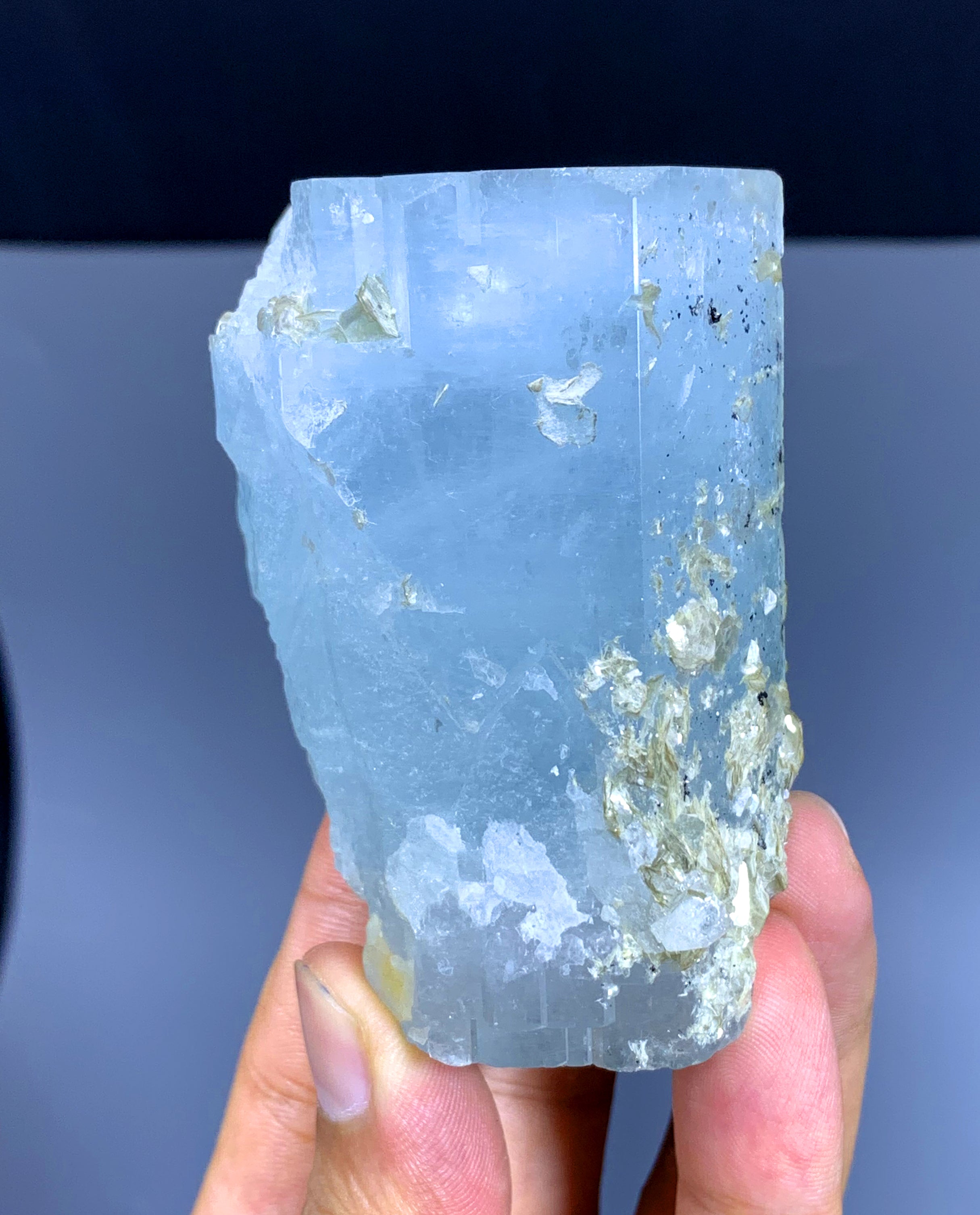 Blue Aquamarine Crystal with Mica from Pakistan - 288 gram
