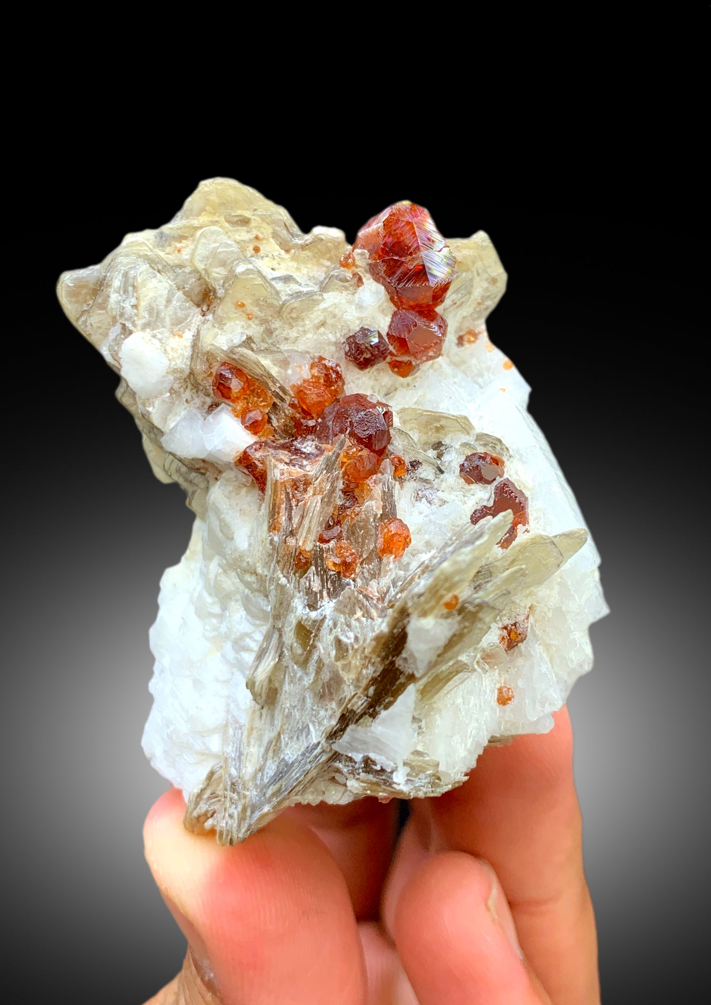 Natural Spessartite Garnet Crystals with Star Mica and Feldspar, Garnet Specimen, Raw Mineral, Garnet from Skardu Pakistan - 116 gram
