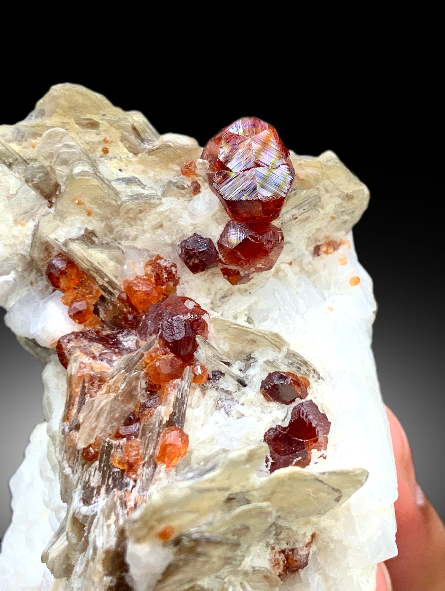 Natural Spessartite Garnet Crystals with Star Mica and Feldspar, Garnet Specimen, Raw Mineral, Garnet from Skardu Pakistan - 116 gram
