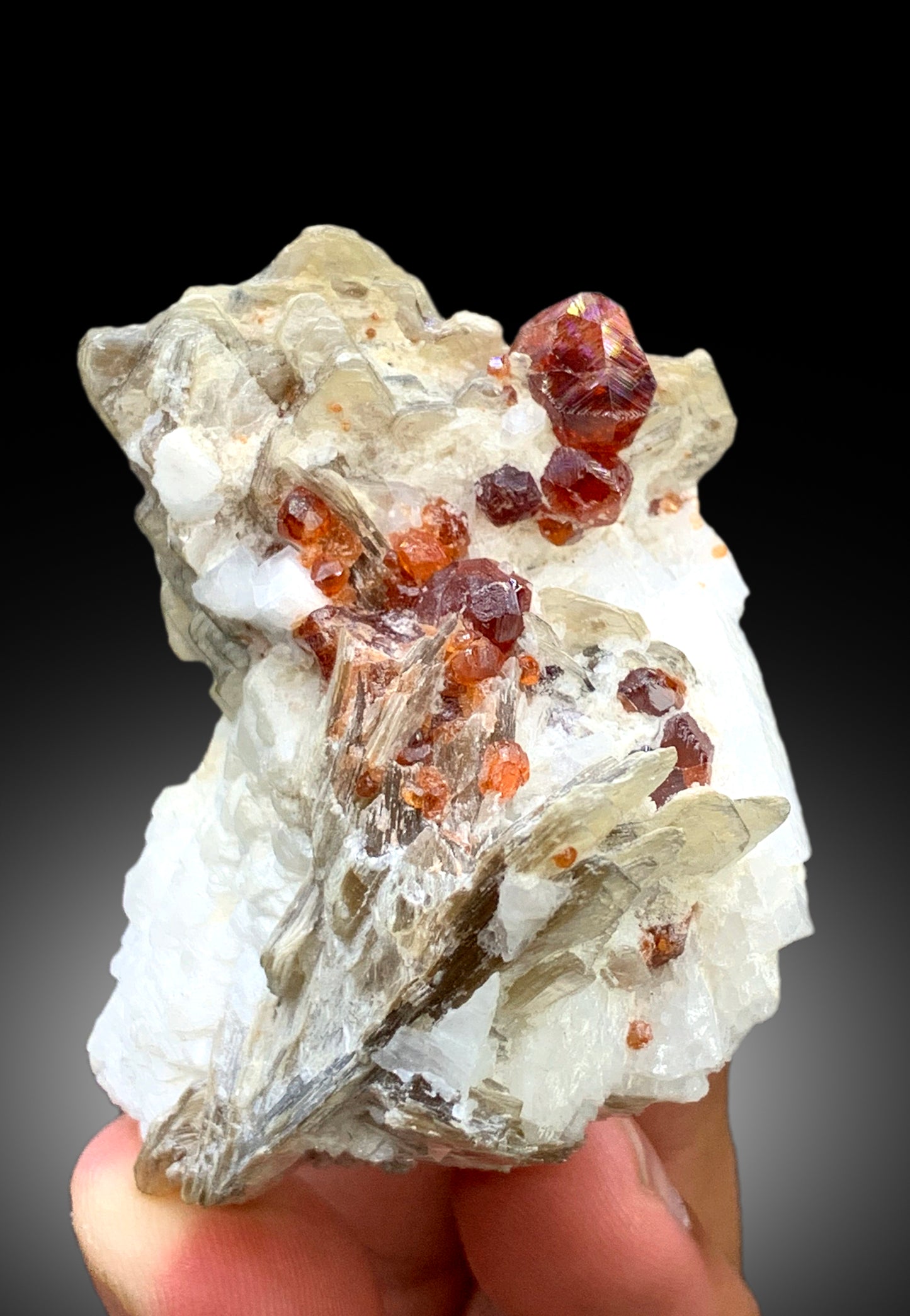 Natural Spessartite Garnet Crystals with Star Mica and Feldspar, Garnet Specimen, Raw Mineral, Garnet from Skardu Pakistan - 116 gram