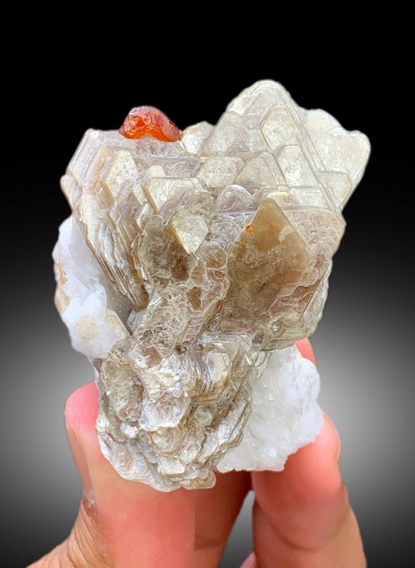 Natural Spessartite Garnet Crystals with Star Mica and Feldspar, Garnet Specimen, Raw Mineral, Garnet from Skardu Pakistan - 116 gram