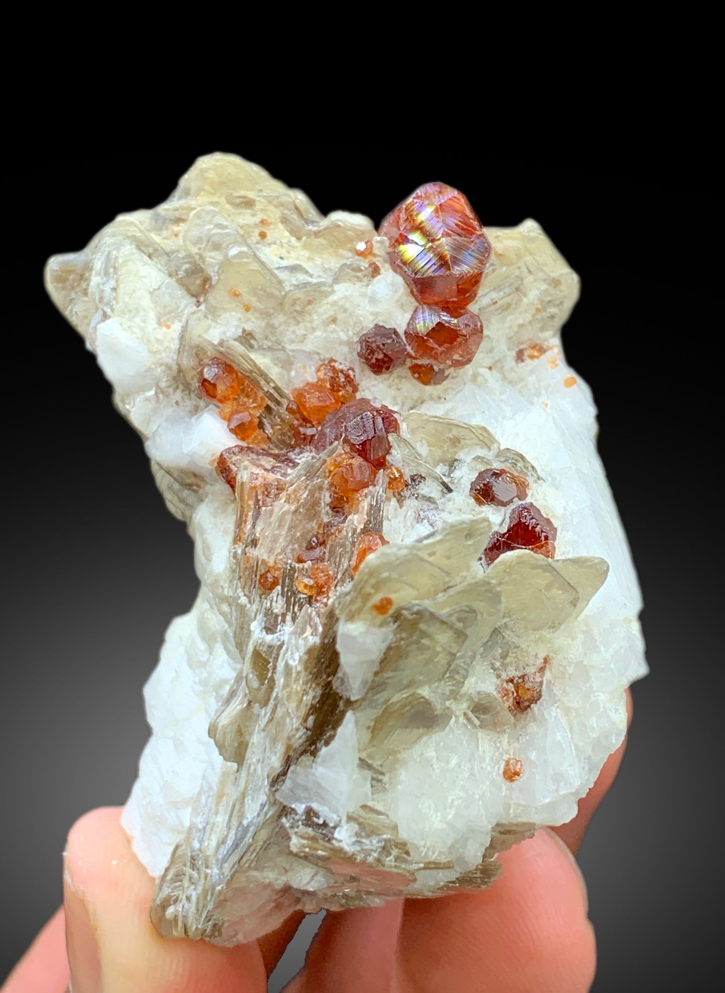 Natural Spessartite Garnet Crystals with Star Mica and Feldspar, Garnet Specimen, Raw Mineral, Garnet from Skardu Pakistan - 116 gram