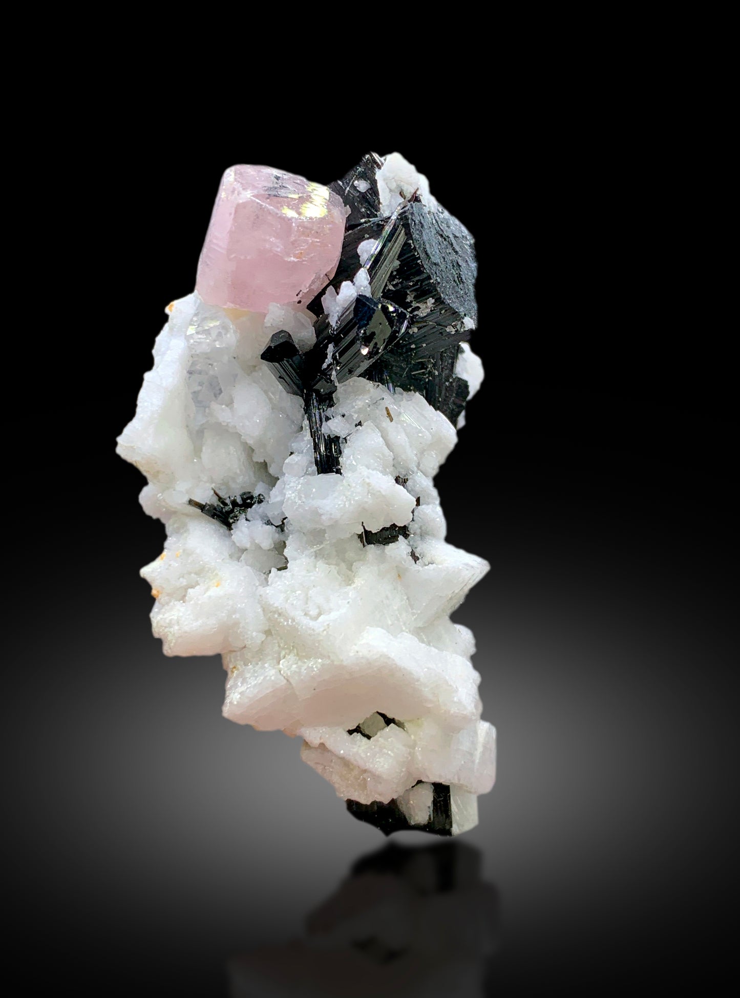 Natural Pink Apatite with Schorl Black Tourmalines and Feldspar, Apatite Crystal, Apatite Specimen from Skardu Pakistan - 47 gram