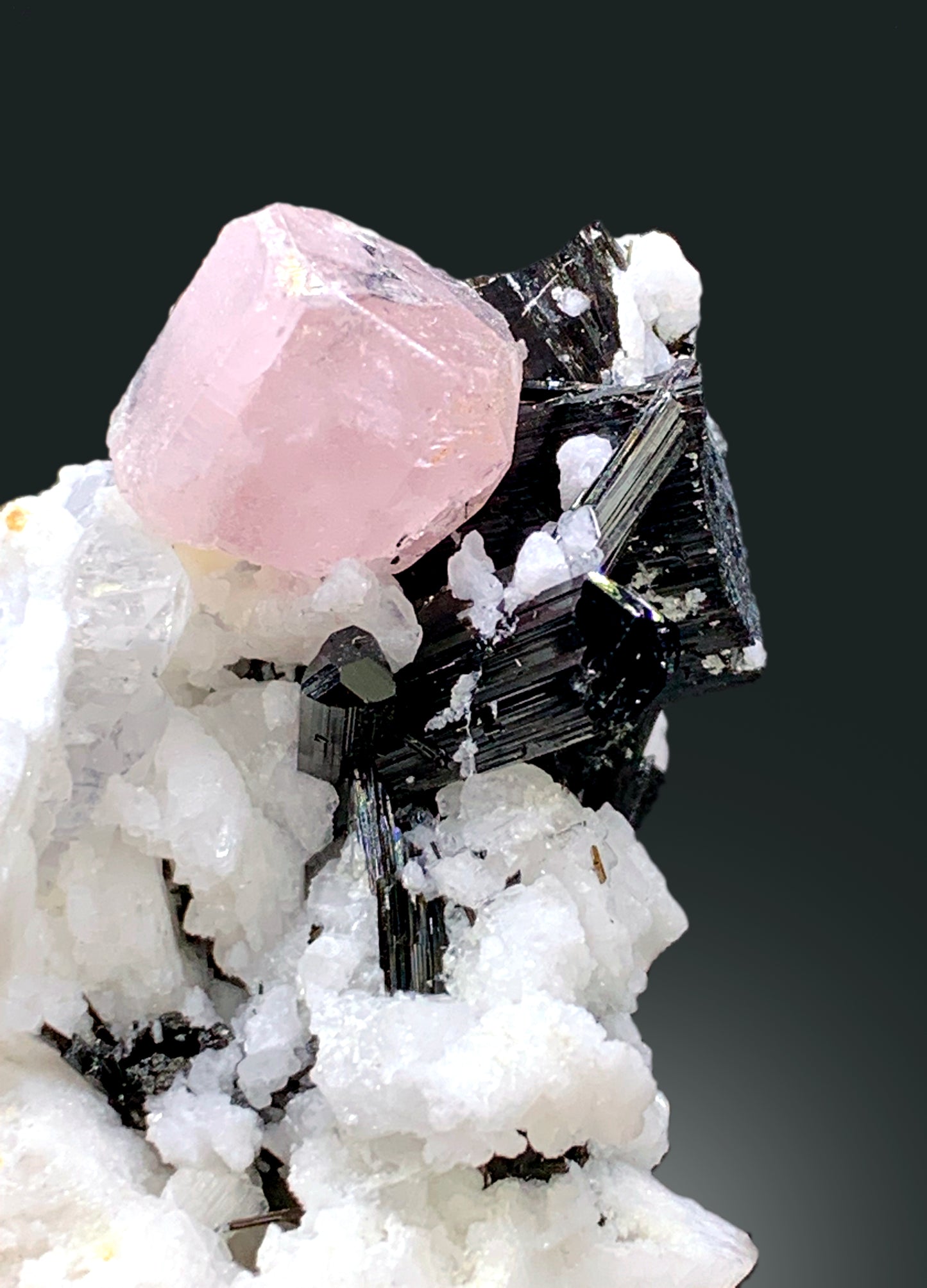 Natural Pink Apatite with Schorl Black Tourmalines and Feldspar, Apatite Crystal, Apatite Specimen from Skardu Pakistan - 47 gram