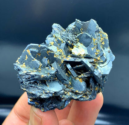 Rare Blue Hematite Cluster with Rutile Inclusions, Iron Stone - 146 gram