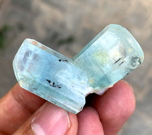 Twinned Blue Aquamarine Crystals from Shigar valley Pakistan - 20 gram