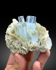 Sky Blue Aquamarine Crystals on Muscovite from Pakistan - 211 gram