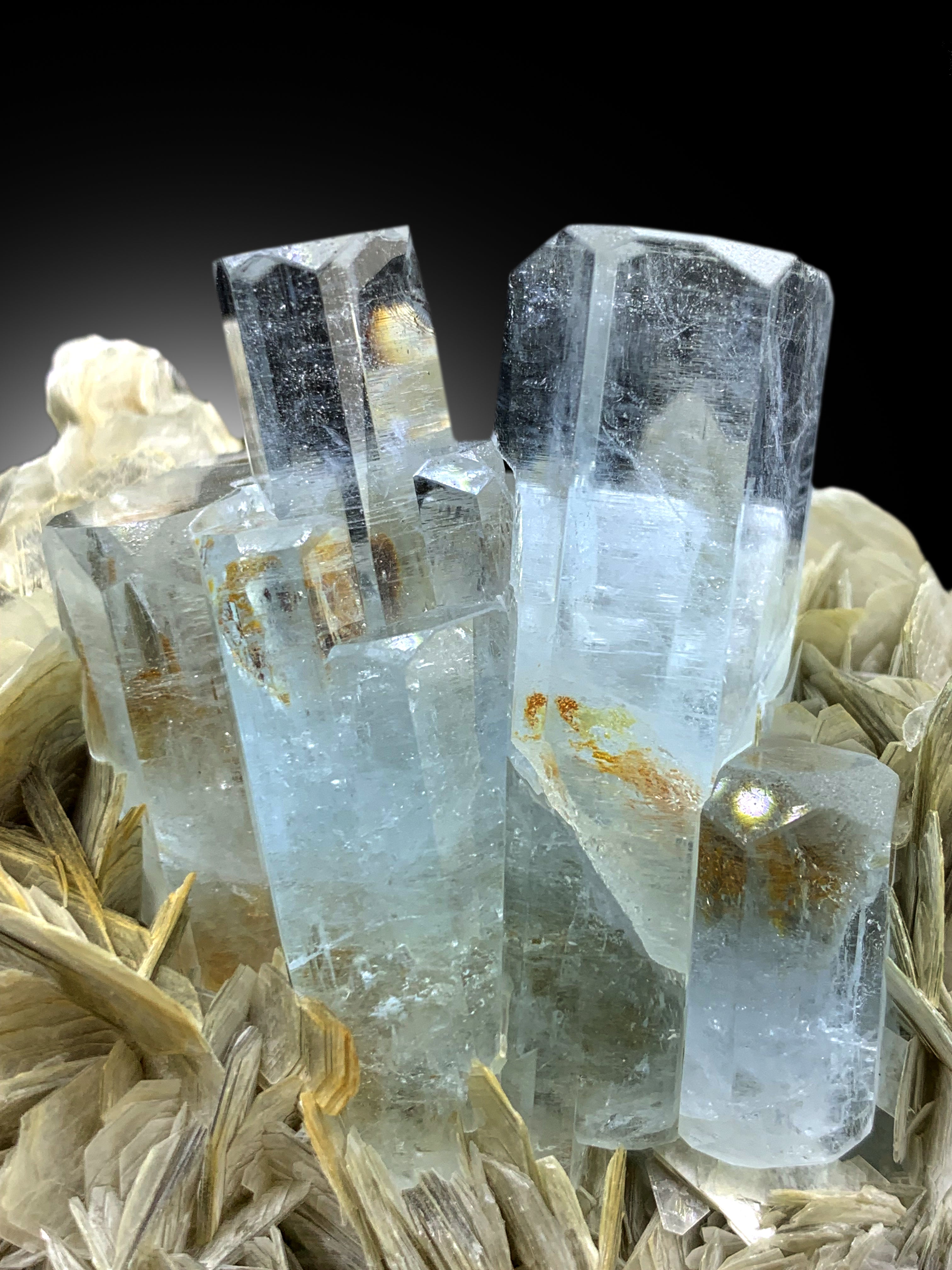 Sky Blue Aquamarine Crystals on Muscovite from Pakistan - 211 gram