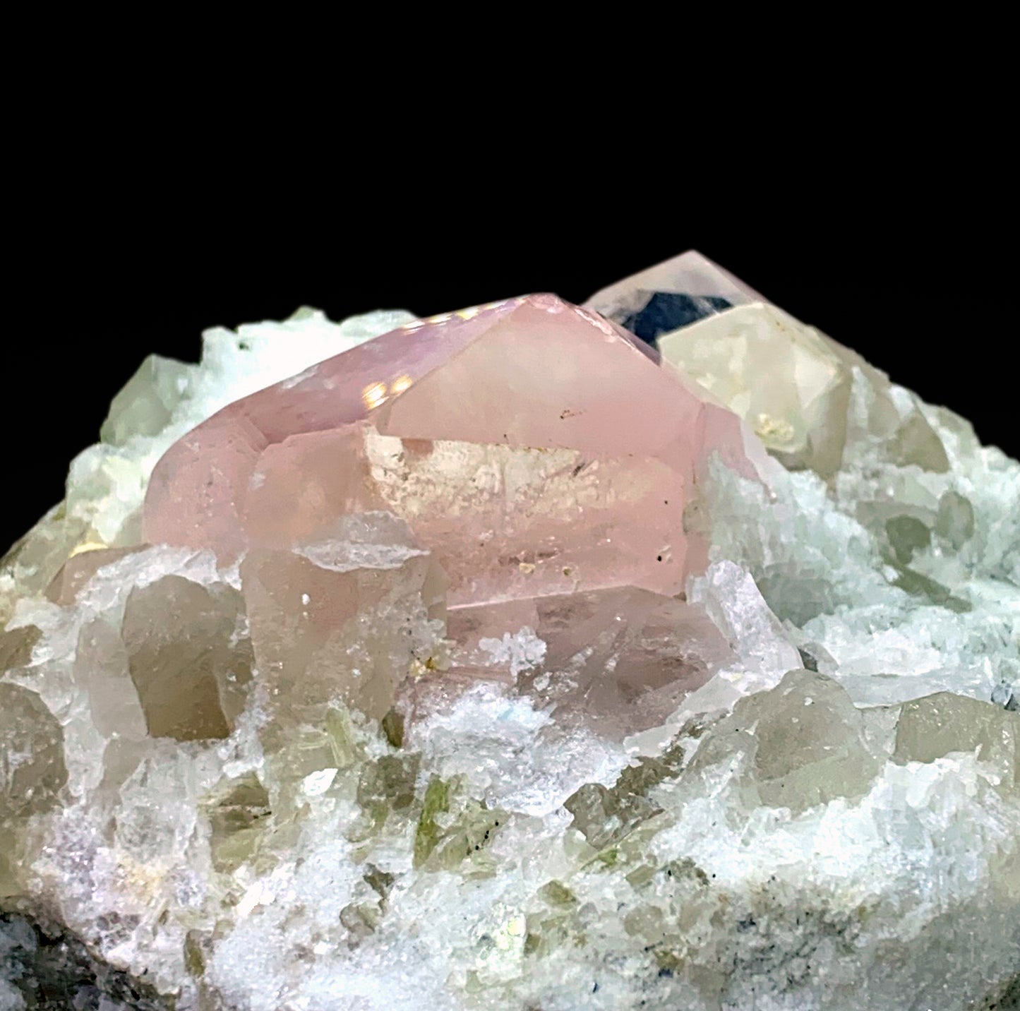 Pink Morganite Crystals on Quartz and Albite Specimen from Afghanistan - 1005 gram