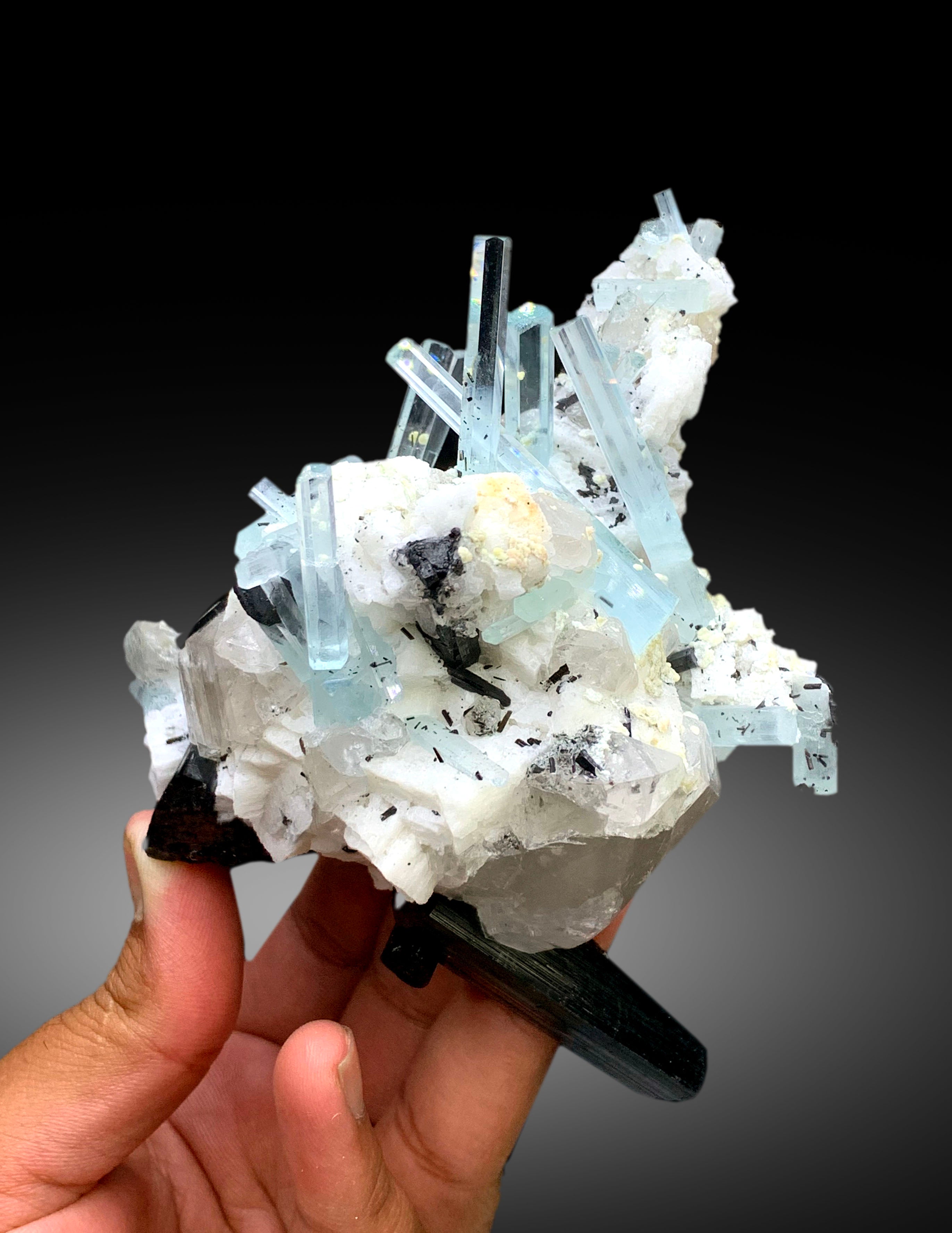 Aquamarine Crystals with Schorl, Quartz and Feldspar from Shigar valley Skardu Pakistan - 515 gram