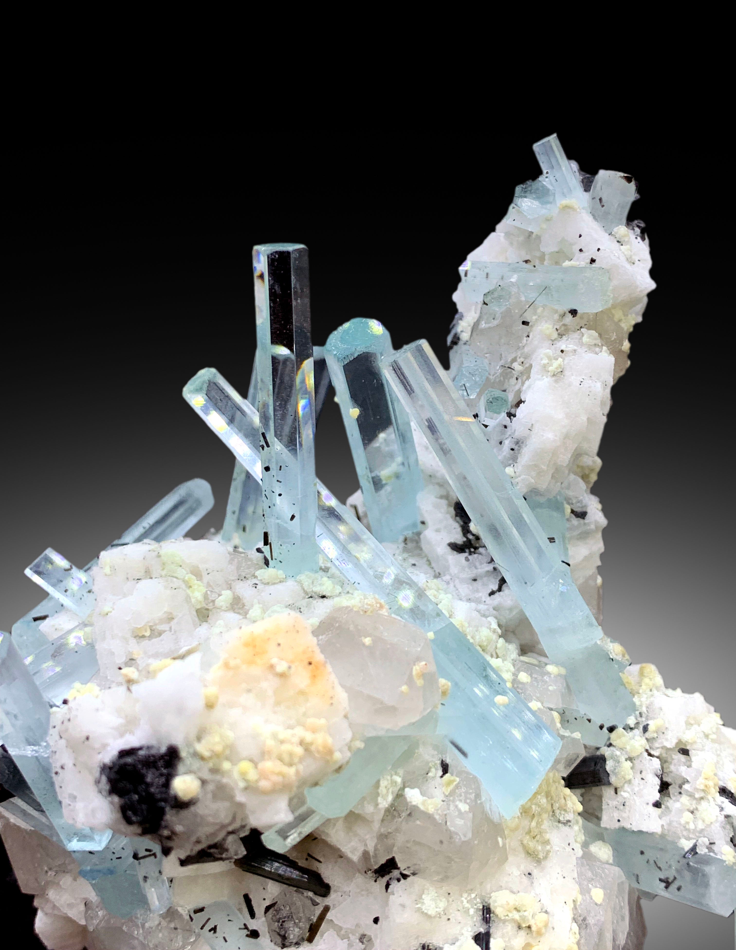 Aquamarine Crystals with Schorl, Quartz and Feldspar from Shigar valley Skardu Pakistan - 515 gram